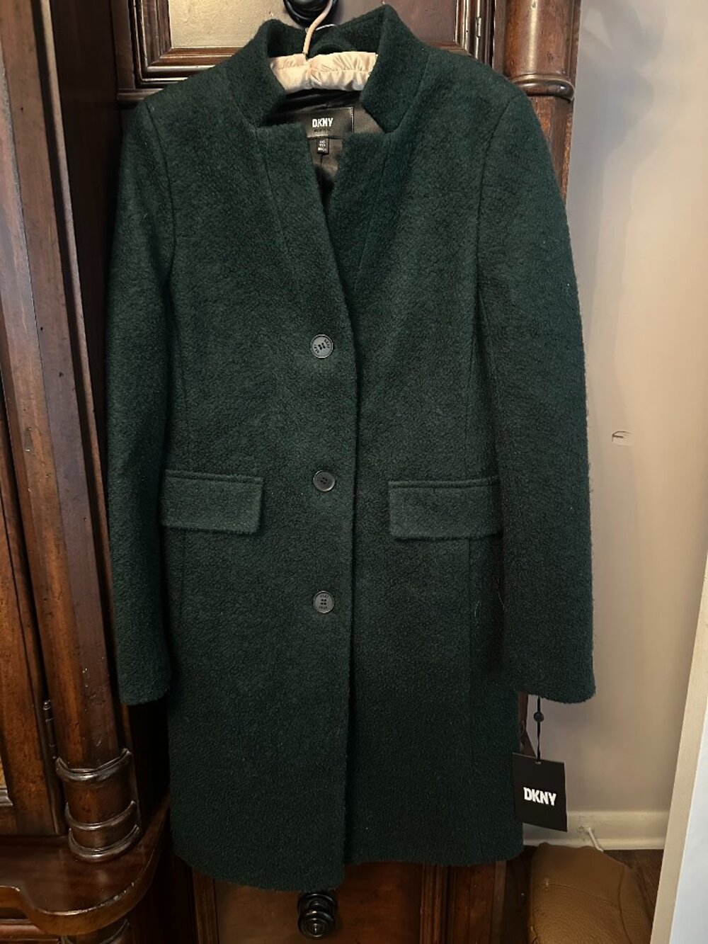 DKNY new with tags womens green coat eme xxs